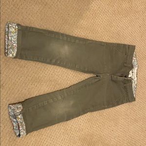 Children’s pants, khaki with flower decor